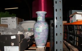 1 Purple Flower Printed Vase, 1 Lamp ( Glass Shaped Base & Red Shade )