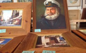 Wooden Framed Portrait of a Sailor.