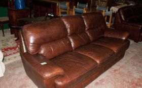 Two 3 Seater Leather Settee,