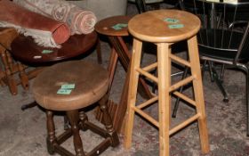 3 Stools - Breakfast Bar Stool, Wooden Legs Leather Cushion & Foldable Wooden Stool.