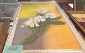 White Framed Picture of a Bunch of Daisy's.