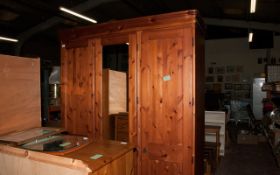 Dark Pine Triple Wardrobe with Mirror.