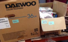 Daewood TV / Video Box of Assorted Videos & Video Player.