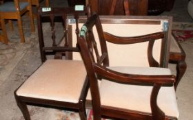 2 Dining Room Chairs, Dark Wood, Cushion Seats.