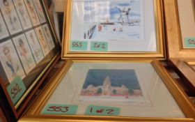 Pair of Gold Framed Snow Themed Pictures.