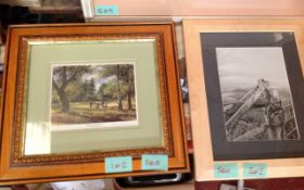 Heavens Gate Drawing In Wooden Frame & Approaching The Green, Painting on Varnished Wooden Frame.