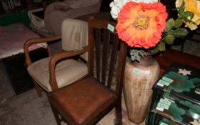 1 Wooden Dining Room Chair with Leather Cushion.