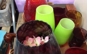 Assorted Coloured Glassware.