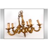 Solid Brass Five Branch Ceiling Light. together with a modernist glass bowl (chipped).