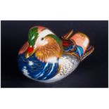 Royal Crown Derby Technicolours Paperweight 'Mandarin Duck' silver stopper. Date 2003. Excellent