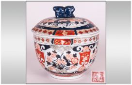 Japanese Imari Tureen and Cover of Small Size, with a Lim Finial to the Lid In Typical Imari