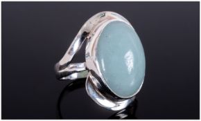 Russian Amazonite Hand Made Ring, a 15ct oval cabochon of aqua blue Russian amazonite set in a