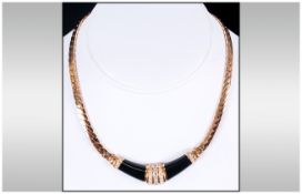 Christian Dior Vintage and Top Quality Gold Tone and Paste Set Necklace / Choker. Finished with