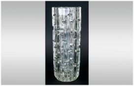 Clear Flint Czech Glass Geometric Vase Designed By Frantisek Vizner c1965, Height 9¾ Inches