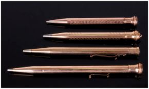 Four Vintage Rolled Gold & Gold Filled Propelling Pencils various makers including Wahl & Co