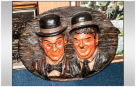 Laurel and Hardy Large Wall Hanging Plaque 29 by 24 inches