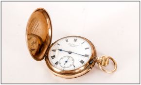 Edwardian 9ct Gold Full Hunter Pocket Watch. Makers J.W. Benson. Hallmark London 1907, with Original