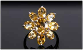 Canary Aquamarine Flower Shaped Ring, 5.5cts of the bright, sparkling, yellow variety of aquamarine,
