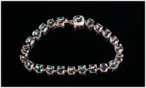 9ct Gold Set Mystic Topaz and Diamond Bracelet. Fully Hallmarked. 10 grams. 7.75 Inches In Length.
