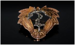 Nine Carat Gold Naval Sweetheart Brooch around 25mm across and 3.3 grams in total. Probably WW2