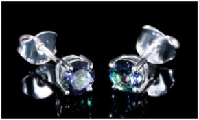 Northern Lights Mystic Topaz Stud Earrings, 1ct of the purple, green and blue Mystic topaz set in