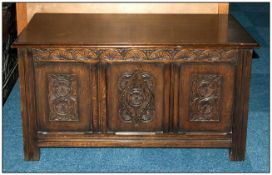 1920's Oak Blanket Box In The Jacobean Style, Height 24 Inches, 42x19 Inches