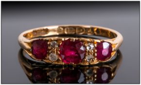 Victorian 18ct Gold Set Ruby And Diamond Ring hallmark Chester 1901, a good quality little ring.