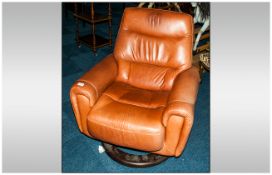 Tan Leather Reclining Armchair