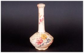 Royal Worcester Blush Ivory Hand Painted Specimen Vase. Date 1899. 7 inches high. Excellent