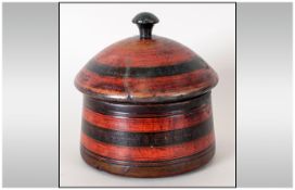 Wooden Punjabi Circular Striped Box With Lid Approx 5x5 Inches