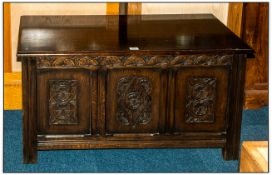 1920's Oak Blanket Box In The Jacobean Style, Height 22 Inches, 42x17½ Inches