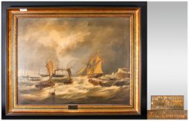 John L. Chapman 1946 Title ' Dover Harbour ' 1835. Oil on Canvas. Signed, 19.25 x 25.25 Inches.