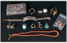 A Small Collection Of Vintage Silver Assorted Jewellery all pieces hallmarked.