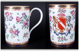 Samson - Porcelain Late 19th Century, Hand Finished Armorial Mug with Handle, Decorated with Poly