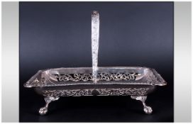 Edwardian Good Quality Silver Swing Handle Fruit Basket. With Classical Embossed Decoration to
