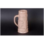 German Stone Ware Stein with Masonic Influences, centred by a scene of Wartburg Castle, with