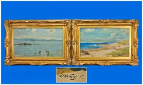 William Miller FRAZER (1864-1961) Pair Of Oils On Canvas, Jura and Islay from Machrihanish, Children