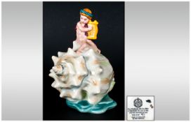 Mintons Ltd Edition and Numbered Porcelain Figure on a Shell, Les Enfants De La Mer Titled ' L'