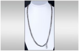 Silver Fancy Guard Chain. Hallmark London 1907. 50 Inches In Length. All Aspects of Condition Good.