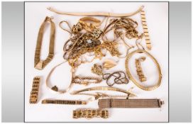 Mixed Lot Of Gold Plated Jewellery, Comprising Bracelets, Chains etc Approx Weight 1100 grams