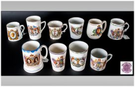 British Kings and Queens of The 20th Century Memorial Coronation Cups (  10 ) In Total. Includes