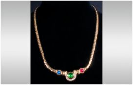 Christian Dior Vintage and Top Quality Gold Tone and Paste Necklace. c.1980. The Necklace Is