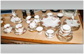 Royal Albert 'Old Country Roses' Part Teaset comprising teapot, cake stand, side plates, dinner