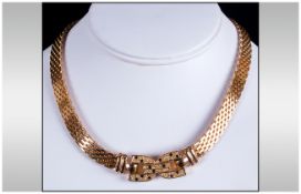 Christian Dior Vintage and Top Quality Gold Tone and Paste Necklace. c.1980's. The Necklace Is