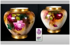 Royal Worcester Hand Painted Bowl / Vase Still Life - Roses. Signed H. Austin. Date 1910.