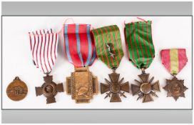 Collection Of Medals Including WW1 French Mertorious medal, WW1 Croix De Guere 1917, WW1 French