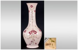 Moorcroft for Liberty Baluster Vase, decorated with tubelined and impressed pink roses and forget-