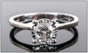 18ct White Gold Set Single Stone Diamond Ring. Fully Hallmarked. Est 25 pts.