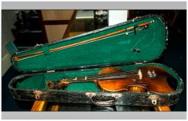 Late 19th/Early 20thC Violin, Split Back, Length Of Back 14½ Complete With Bow And Case