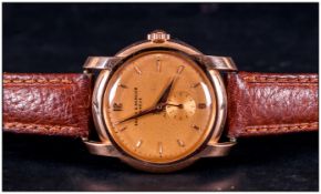 Gents 18ct Pink Gold Baume & Mercier Wristwatch Gilt Dial, Baton Numerals And Hands, Subsidiary